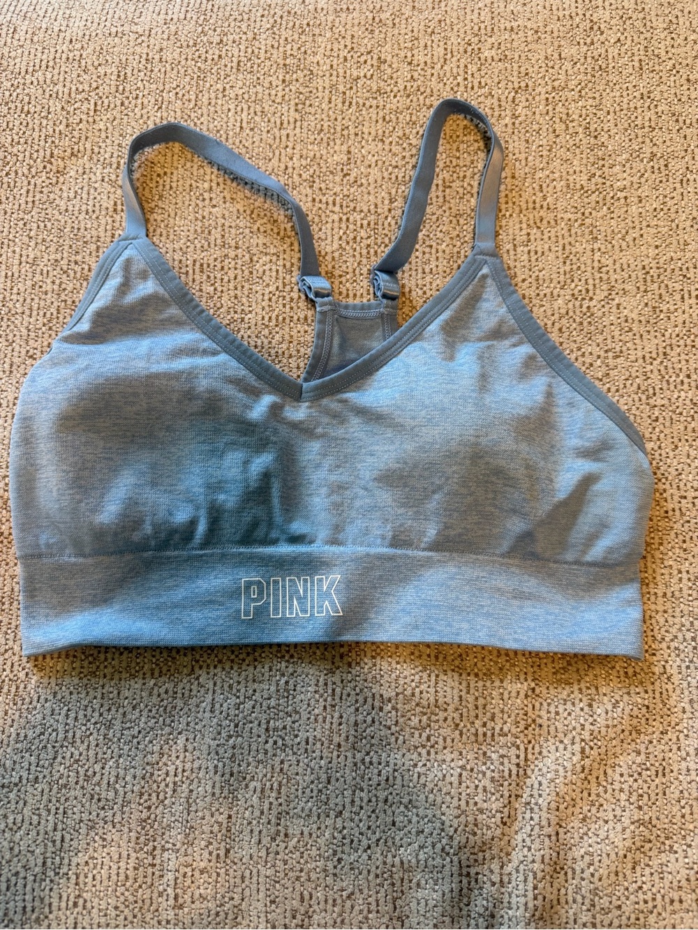 PINK Victoria's Secret Heather Blue Seamless Sports Bralette